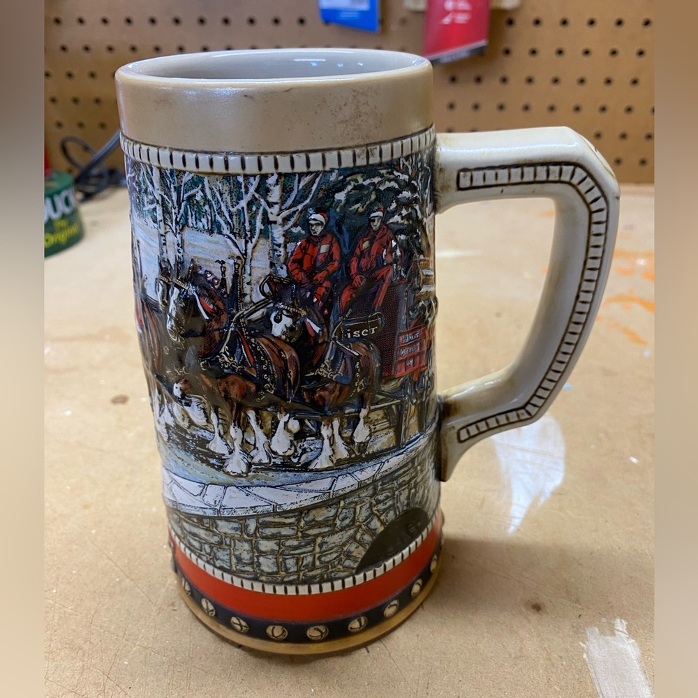 Anheuser-Busch 1988 Christmas Ceramic Beer Stein Collectable